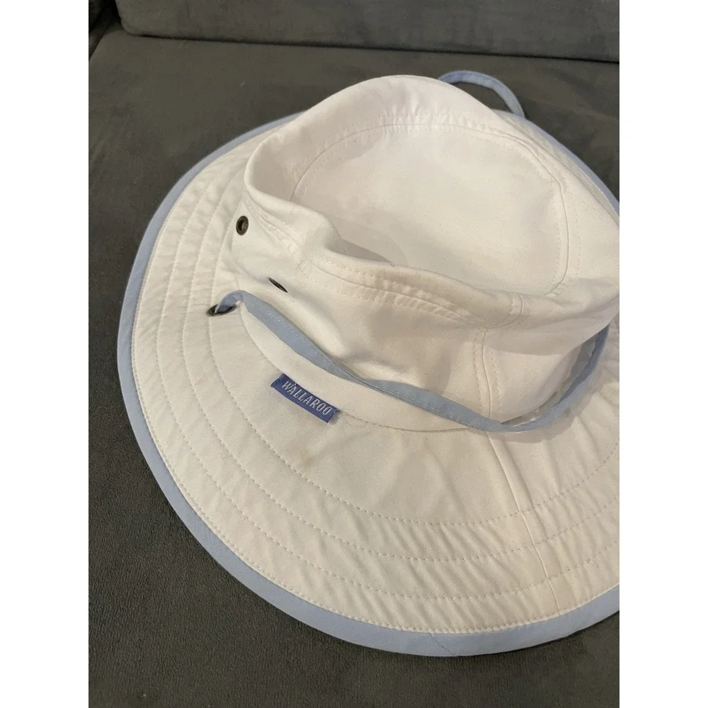 Wallaroo Hat Company Girls Explorer Sun Hat White and Light Blue‎ Adjustable